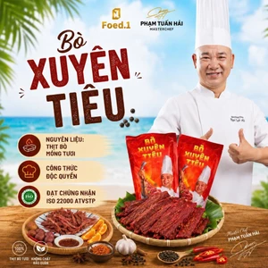 THỊT BÒ XUYÊN TIÊU CHEF HẢI | BÒ SẤY DẺO TỪ 100% THỊT BÒ TƯƠI – 2 VỊ CAY MỀM & CAY VỪA – MỀM DAI ĐẬM VỊ