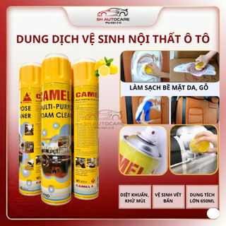 Chai Xịt Camel 650ml Tẩy Vệ Sinh Nội Thất Ô Tô SH Autocar, Đa Năng Dạng Bọt Mịn, Mùi Dễ Chịu