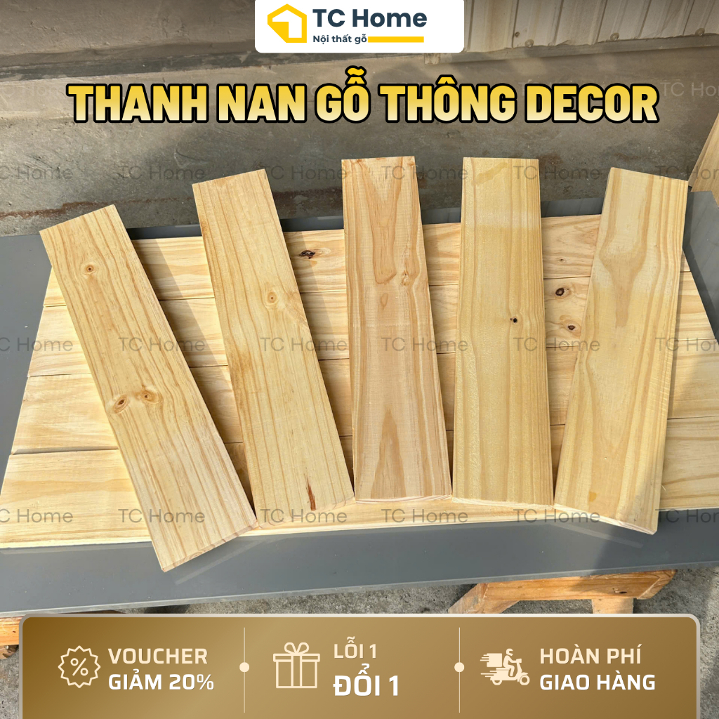 [Combo 5-10 Thanh Gỗ Thông] Mài Nhẵn 4 Mặt Dài 50cm - Ván Gỗ DIY, Decor Nội Thất, Đóng Đồ - TC Home