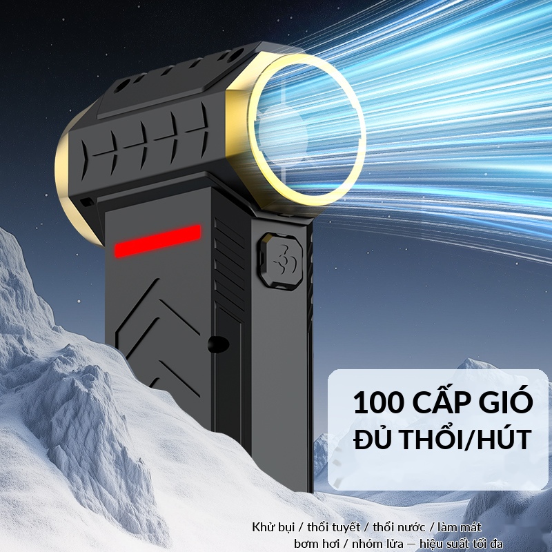 Máy Hút Bụi Cầm Tay 6 Đầu Hút Đa Năng, Động Cơ Turbo 100000RPM, Lực Hút Mạnh, Có Đèn LED