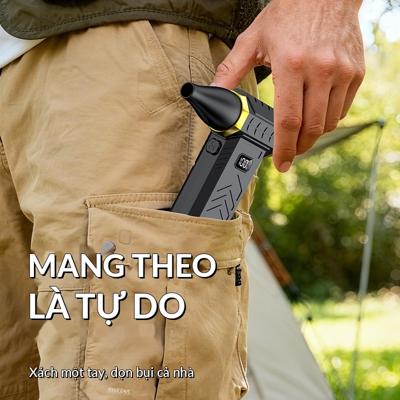 Máy Hút Bụi Cầm Tay 6 Đầu Hút Đa Năng, Động Cơ Turbo 100000RPM, Lực Hút Mạnh, Có Đèn LED
