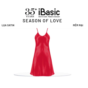 Đầm ngủ Váy ngủ 2 dây lụa satin màu đỏ gợi cảm iBasic 7916