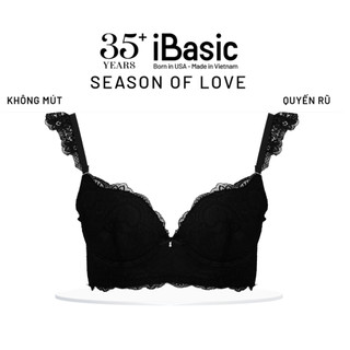[SEASON OF LOVE] Áo ngực Áo lót Áo Bra ren mỏng có gọng màu đen iBasic BRAW173