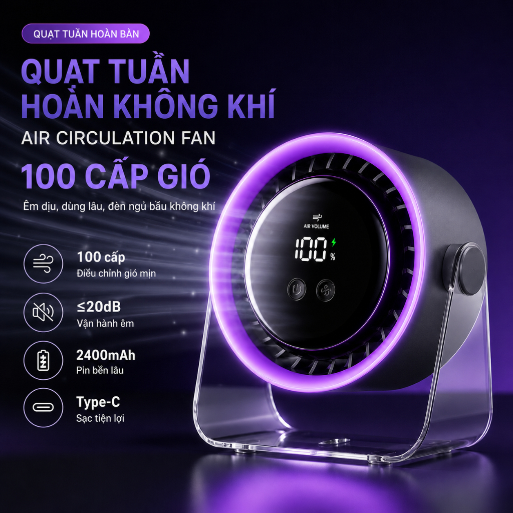 2026 Quạt tốc độ cao để bàn 2 trong 1 mới Quạt gió 100 tốc độ Màn hình kỹ thuật số quạt turbo có