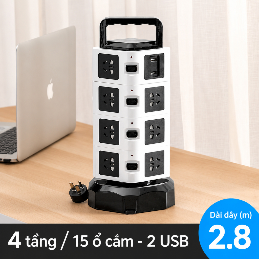 Ổ Điện USB Nhiều Tầng Đa Năng Thông Minh Chịu Tải Chống Giật Chống Nước Công Suất 2500w Lớn Cao Cấp