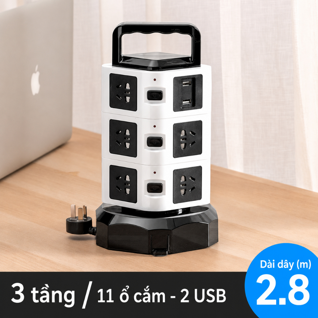 Ổ Điện USB Nhiều Tầng Đa Năng Thông Minh Chịu Tải Chống Giật Chống Nước Công Suất 2500w Lớn Cao Cấp
