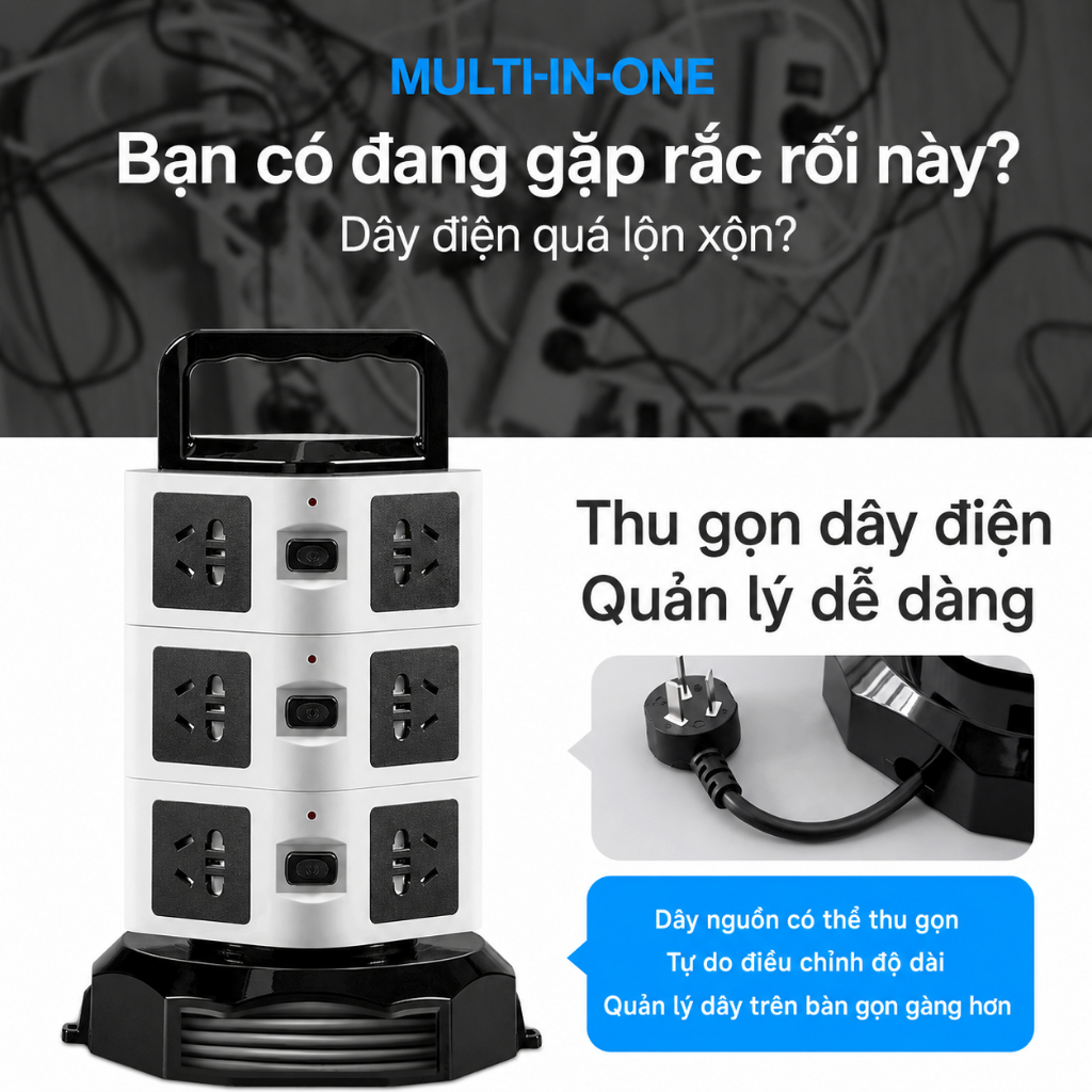 Ổ Điện USB Nhiều Tầng Đa Năng Thông Minh Chịu Tải Chống Giật Chống Nước Công Suất 2500w Lớn Cao Cấp