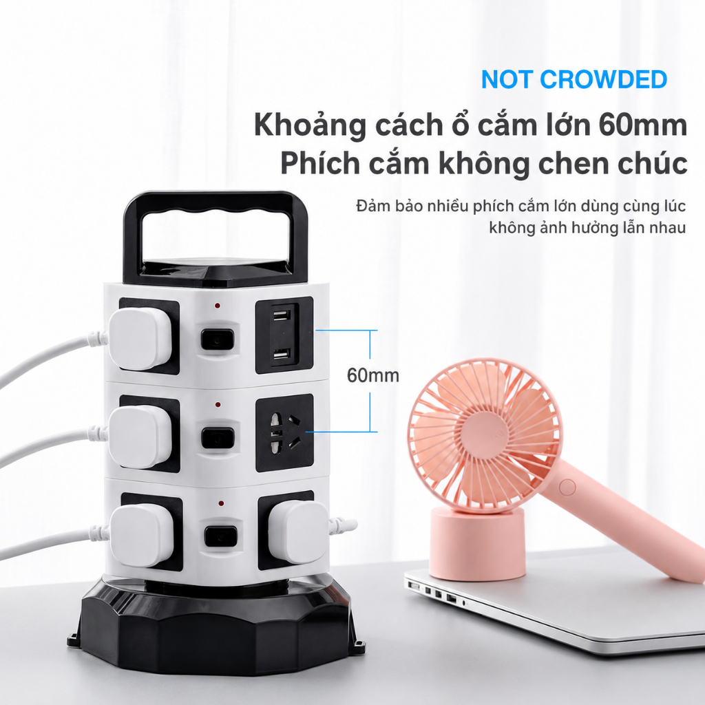 Ổ Điện USB Nhiều Tầng Đa Năng Thông Minh Chịu Tải Chống Giật Chống Nước Công Suất 2500w Lớn Cao Cấp