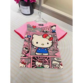 Áo phông cotton MSK hình hello kitty tay viền chỉ đỏ form babytee #21715