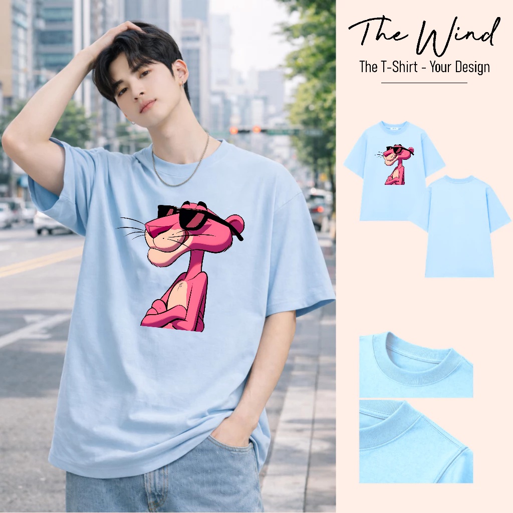 Áo thun in hình Báo Hồng Pink Panther Khoanh Tay Đeo Kính Đen Form Rộng Cotton Việt Mềm Mịn Thoáng Mát