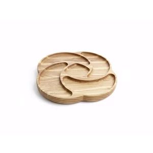 Khay đựng đồ ăn nhẹ bằng gỗ hình tròn có ngăn – Khay đựng đồ ăn nhẹ nhiều ngăn – Khay đựng món khai vị bằng gỗ tần bì