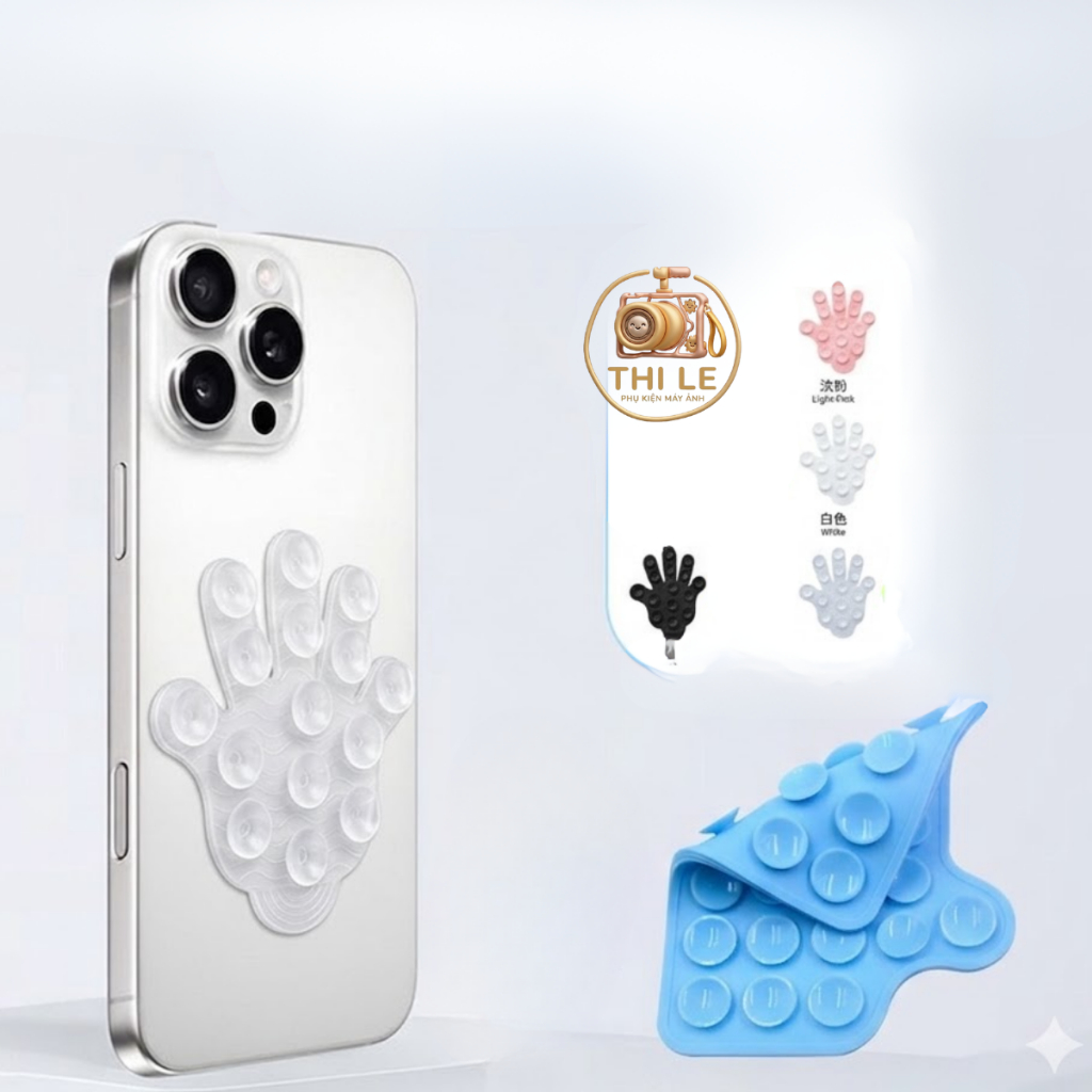 [ CÓ SẴN] Miếng Dán Điện Thoại ,Silicon 2 Mặt Hình Bàn Tay 17 Giác Hút Nhiều Bề Mặt Cho Mọi Địa Hình