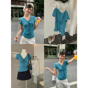 𝐍𝐠𝐨𝐜𝐚𝐧𝐡𝟔𝟗𝟓𝟗 Yjia A888 Áo ngắn tay cao cấp mã #7005 phong cách tiểu thư sang trọng Hàn Quốc N999 Ord