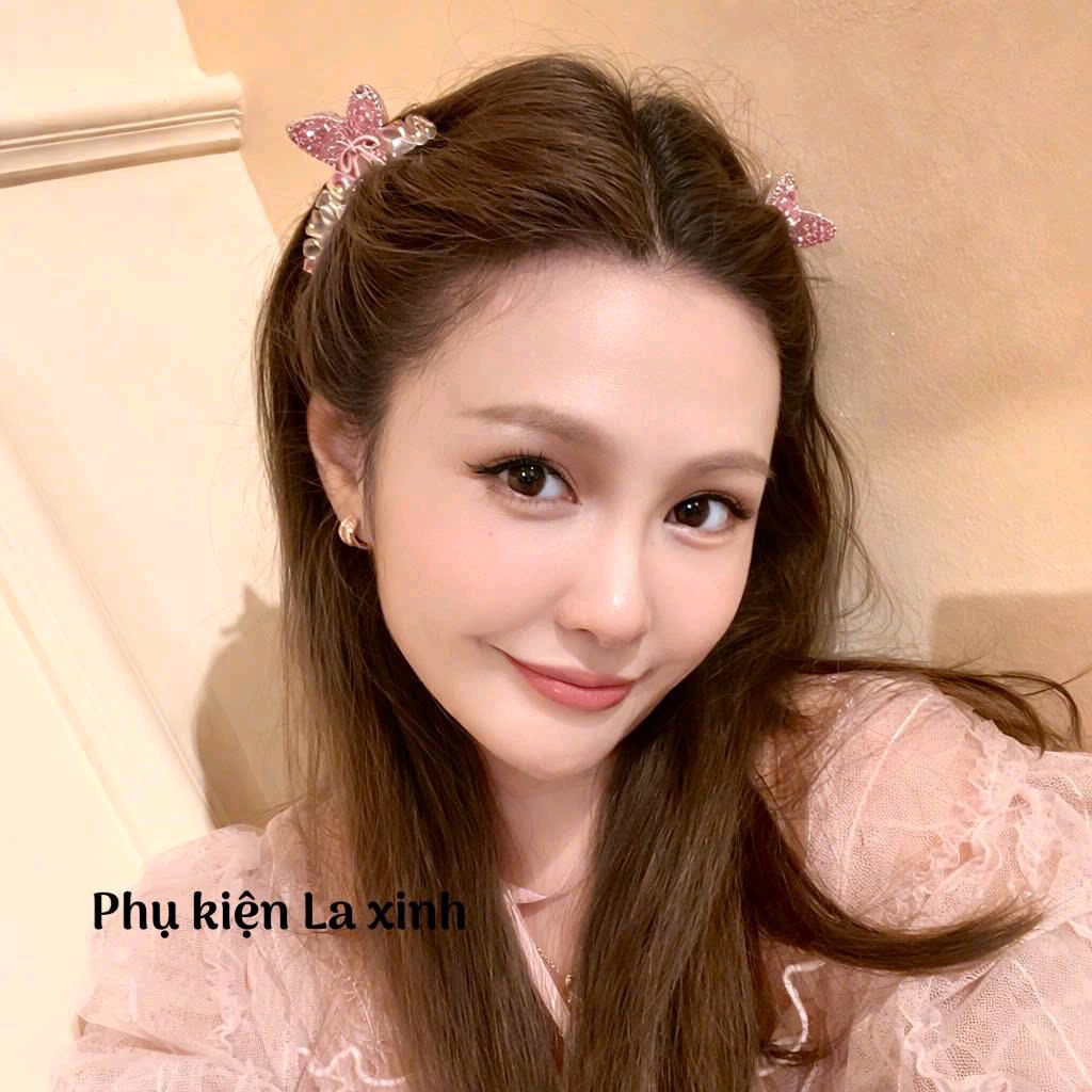Kẹp càng cua nhỏ hình hồ điệp đá hồng (1 cái)