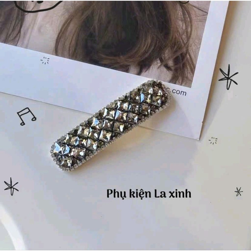 Kẹp mái bấm tách cao cấp đính full đá sáng lấp lánh, phong cách sang chảnh (1 cái)