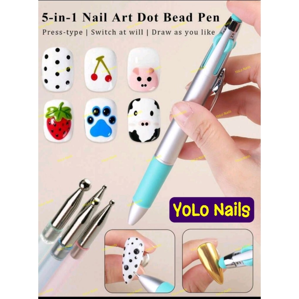 YoLo Nails:Bút Chấm Bi 5in1