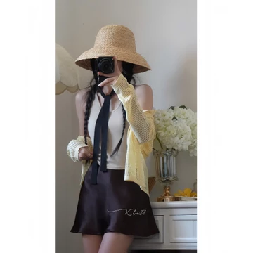 |Khositl| “Blush Silk” chân váy satin dáng ngắn form a nữ tính, chân váy ngắn trơn basic