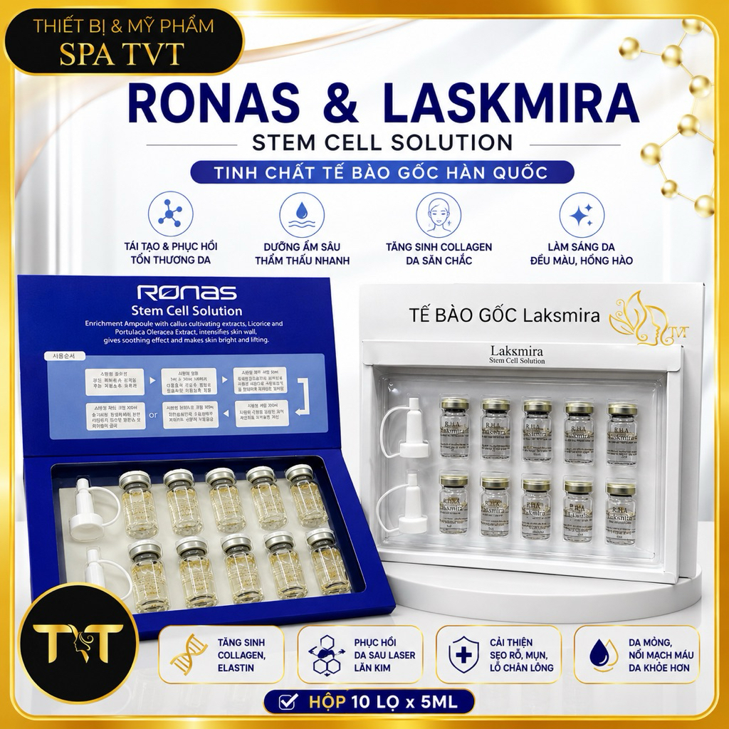 Serum Ronas & Laskmira Hàn Quốc 10 Lọ x 5ml, Phục Hồi Da, Dưỡng Ẩm, Hỗ Trợ Tăng Sinh Collagen