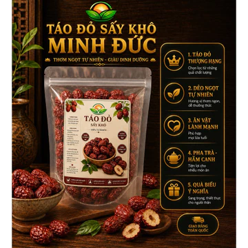 Táo đỏ sấy khô, táo đỏ - táo đỏ Minh Đức - 1kg, 500g, 250g