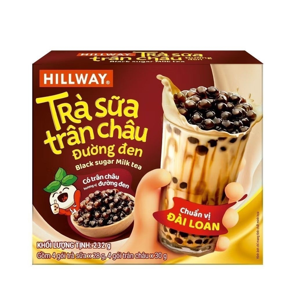 COMBO 2 HỌP TRÀ SỮA TRÂN CHÂU HILLWAY DÀNH CHO TÍNH ĐỒ ĐAM MÊ TRÀ SỮA, TIỆN LỢI HỢP VỆ SINH (hôp 8 gói) y hình
