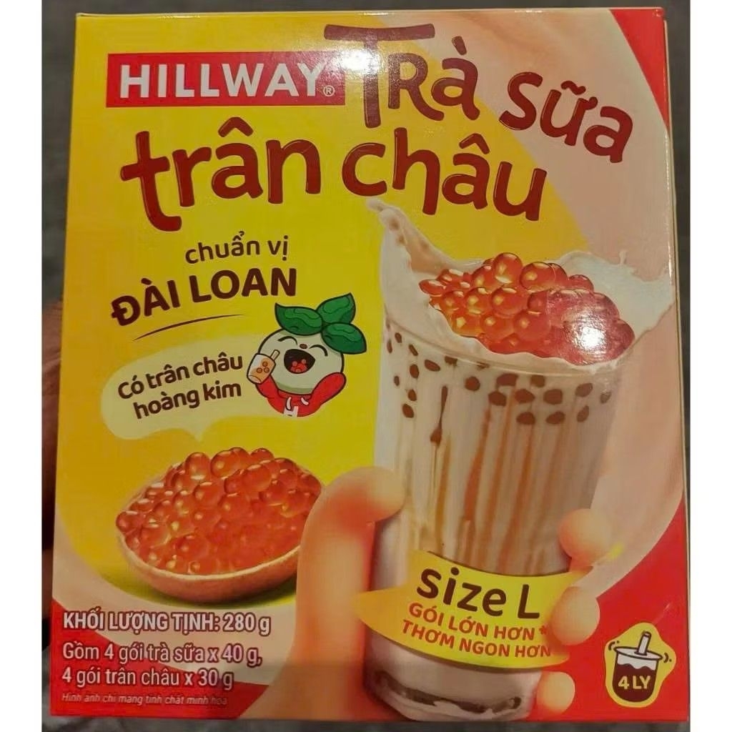 COMBO 5 HỌP TRÀ SỮA TRÂN CHÂU HILLWAY - chuẩn vị Đài Loan pha sẵn. Hộp 4gói kèm 4gói trân châu.size L