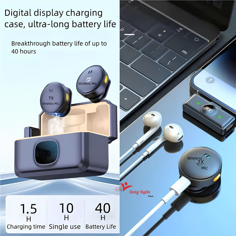 Micro Thu Âm Không Dây K9 Q8 Cài Áo Lọc Tiếng Ồn Cao Cấp Livestream Quay Video Ghi Âm Điện Thoại