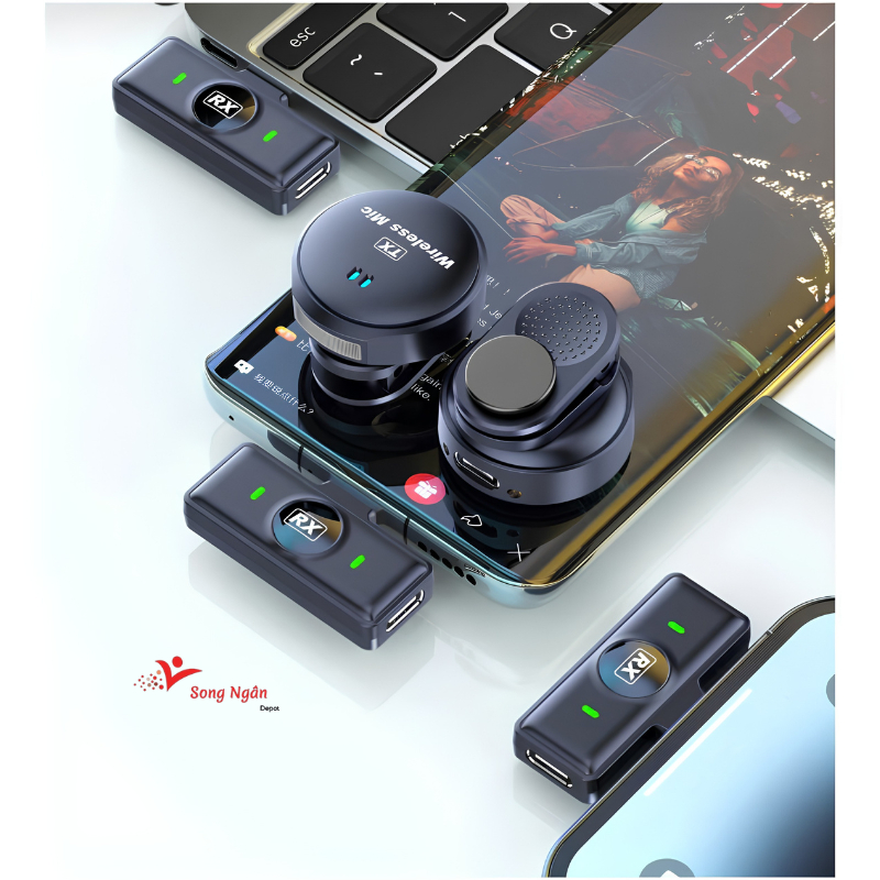 Micro Thu Âm Không Dây K9 Q8 Cài Áo Lọc Tiếng Ồn Cao Cấp Livestream Quay Video Ghi Âm Điện Thoại