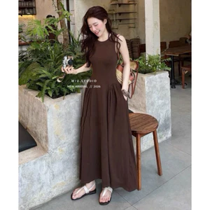 Đầm maxi sát nách dáng dài ôm eo nhún hông tôn dáng , Váy body dáng xoè thiết kế hở lưng phong cách sexy quyến rũ