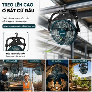 Quạt tích điện Bossun M21B-Q12I (12 inch) Không chổi than 6 tốc độ gió - Quạt chân dùng pin quỳ