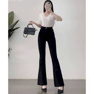 Quần Jean Kaki Ống Loe Nữ Cạp Cao Co Giãn, Quần Tây Nữ Dáng Chuông Tôn Dáng Công Sở Dạo Phố - Xưởng Quần Tây Nữ 3A