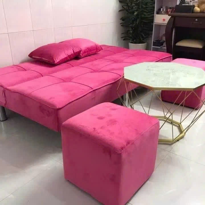 bộ sofa 3 trong 1 sang trọng đẹp mê ly + 1 bàn kim cương + 2 đôn + 2 gối ôm tiện lợi dễ dàng sử dụng