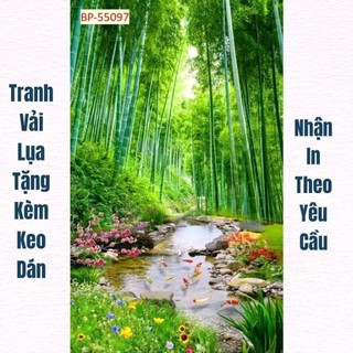 Tranh dán tường phong cảnh, dán phòng khách, phòng làm việc, nhà hàng tranh in trên chất liệu vải lụa (tặng kèm keo dán)