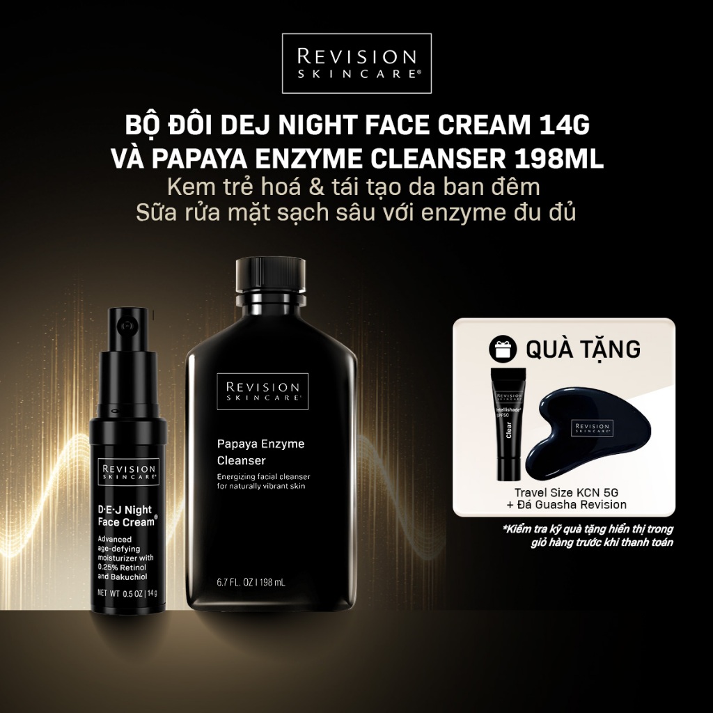 Combo Kem Dưỡng Trẻ Hóa REVISION SKINCARE D·E·J Night Face Cream 14g Và Sữa Rửa Mặt Sạch Sâu 198ML