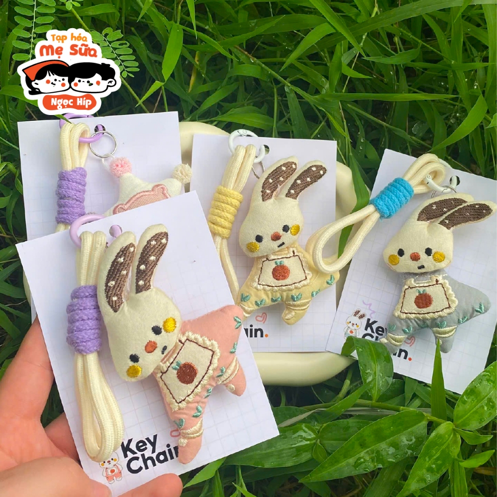 [Hàng Đẹp - Giao Nhanh] Móc Khoá Thú Bông Thêu Tay Handmade - Keychain Cute Gấu Thỏ Tặng Quà