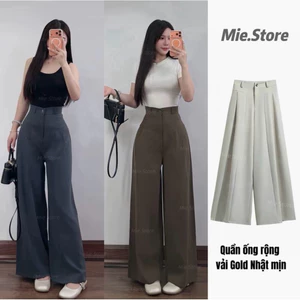Quần ống rộng xếp ly 2 mặt đánh hông vải Gold Nhật mềm mịn ( ống 32-35cm ) M208