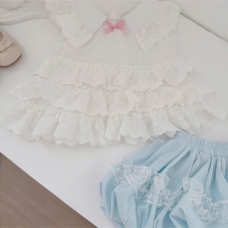 Quần áo trẻ em, Set áo thô trắng xoè nhiều tầng bé gái 9-26kg S2150 Tiểu Yến KID