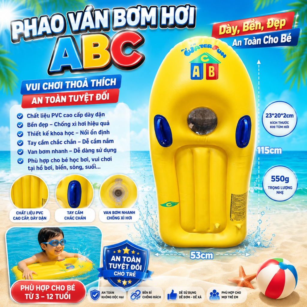 Các loại phao ván lướt sóng bơm hơi, phao bơm hơi hình thú, ô tô, máy bay đẹp dễ thương + BƠM