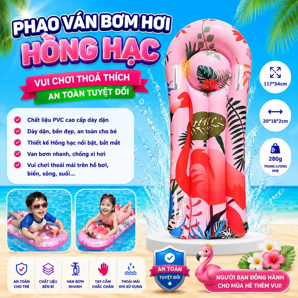 Các loại phao ván lướt sóng bơm hơi, phao bơm hơi hình thú, ô tô, máy bay đẹp dễ thương + BƠM
