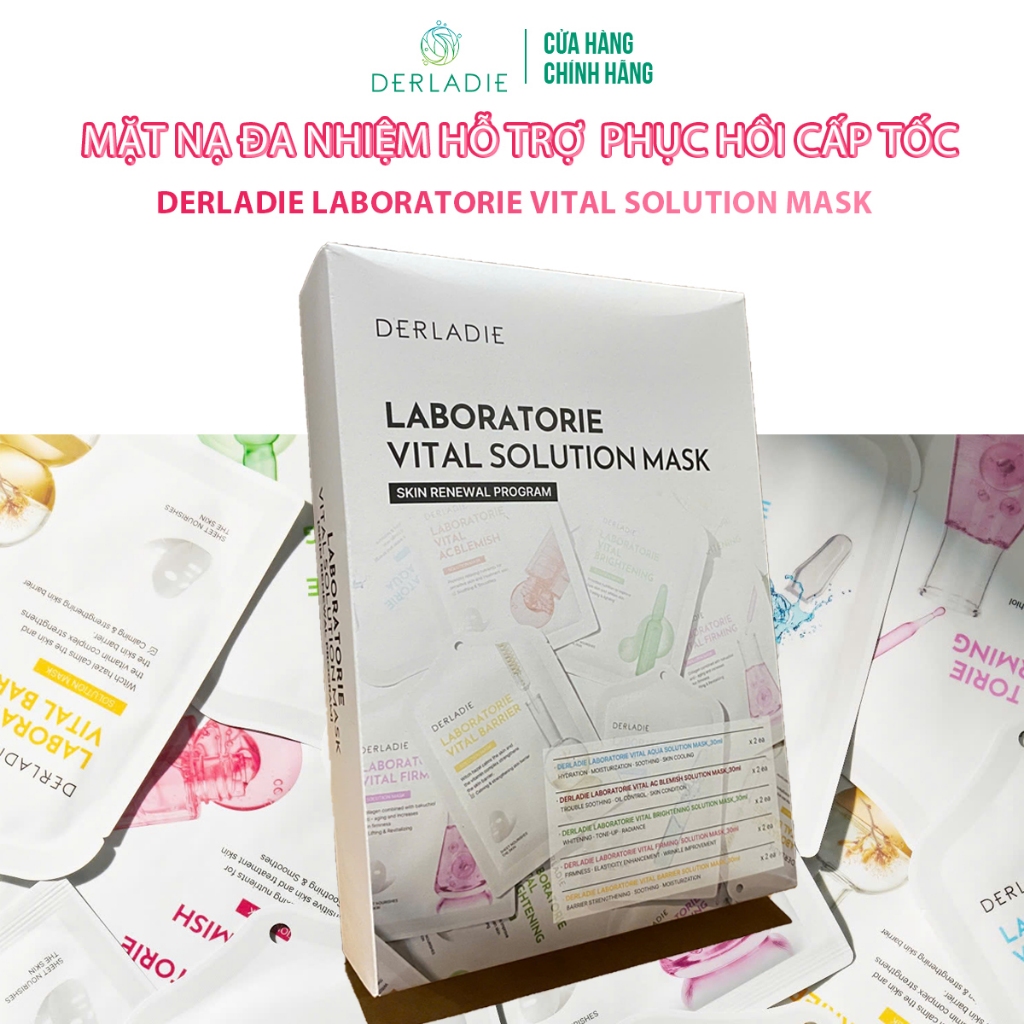 COMBO Mix 10 Mặt Nạ Hỗ Trợ Làm Dịu DERLADIE LABORATORIE VITAL SOLUTION MASK 30ml x10