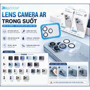 Kính Camera AR KUZOOM Clear Lens Protector Cho iPhone 11 12 13 14 15 16 17 Pro Max