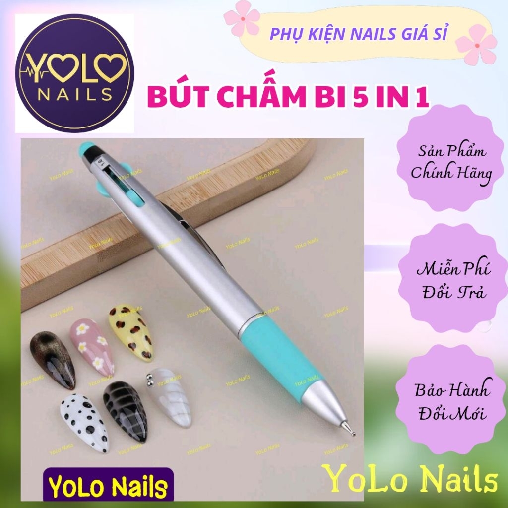 YoLo Nails:Bút Chấm Bi 5in1