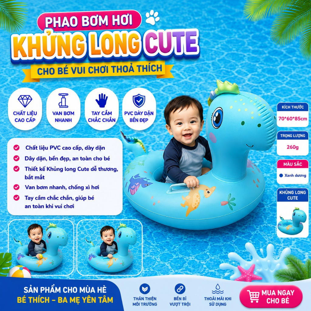 Phao Bơm Hơi Trẻ Em Hình Thú Ô Tô Máy Bay, Phao Tập Bơi Cho Bé, Phao Bơi Trẻ Em An Toàn Cao Cấp + BƠM