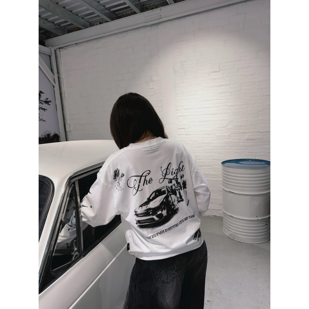THE LIGHT STREET CAR  Overboxy 280gsm Cotton 2 Chiều Trắng In Full Chame | BigBuy360 - bigbuy360.vn