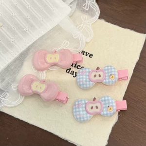 Kẹp táo kẻ sọc màu pastel dễ thương, kẹp mỏ vịt - Phụ kiện tóc nữ