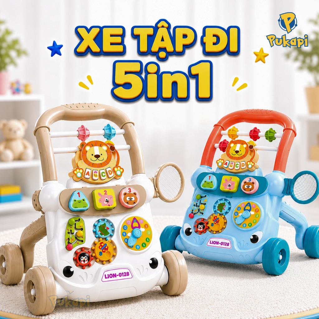 Đồ Chơi Xe Tập Đi Cho Bé Xe Tập Đứng Xe Tập Đi Đa Năng 5in1 Có Âm Nhạc Xe Cho Bé Đồ Chơi Vận Động-Đồ Chơi Cho Bé PUKAPI