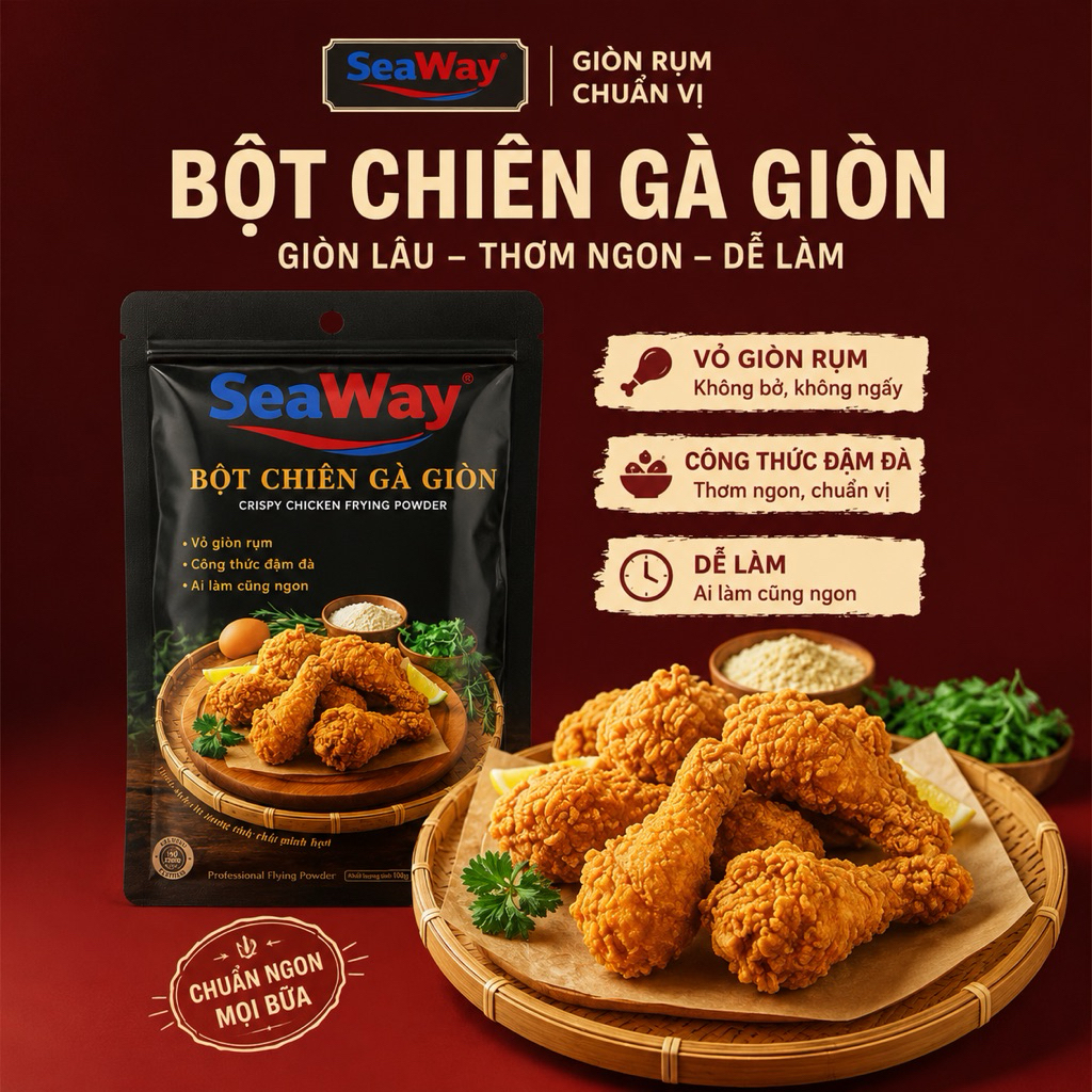 Bột Chiên Gà Giòn SeaWay - Tiện Dụng, Thơm Ngon Như Ngoài Hàng