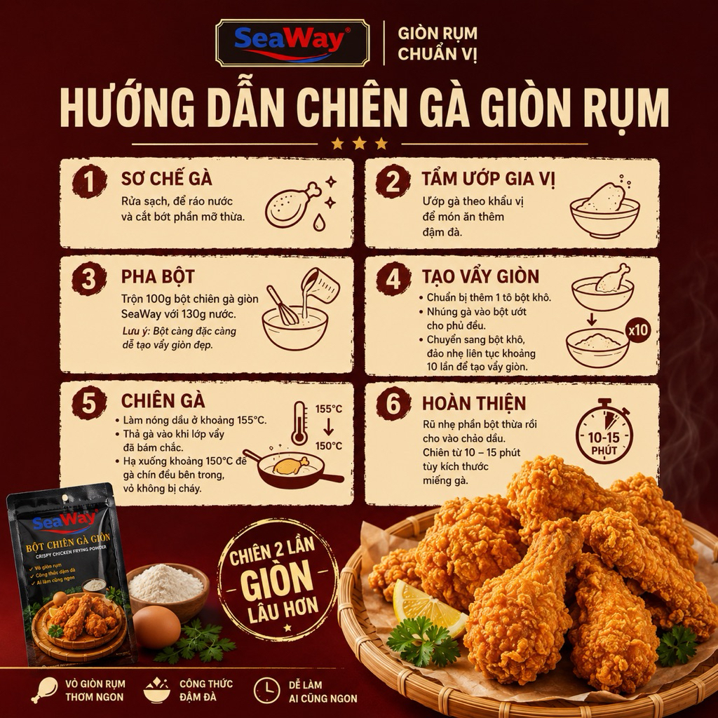 Bột Chiên Gà Giòn SeaWay - Tiện Dụng, Thơm Ngon Như Ngoài Hàng