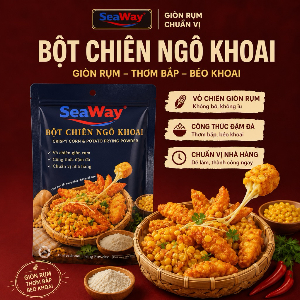 Bột Chiên Ngô Khoai SeaWay - chuẩn vị nhà hàng, vỏ chiên giòn, công thức đậm đà