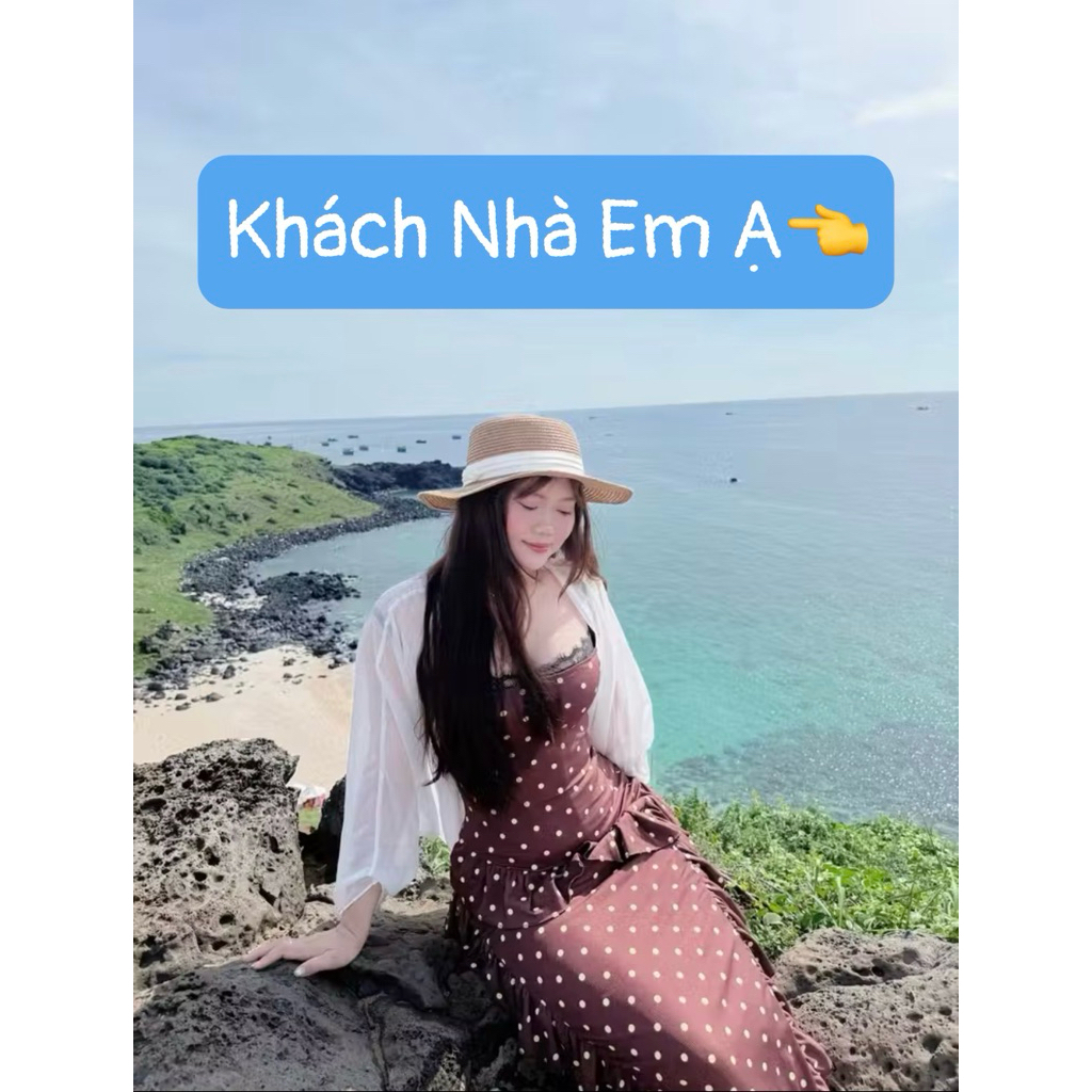 VÁY MAXI 2 DÂY CHẤM BI PHỐI REN TUA BÈO ĐI BIỂN HOT HIT KIỂU PHÁP by PINKS.tore
