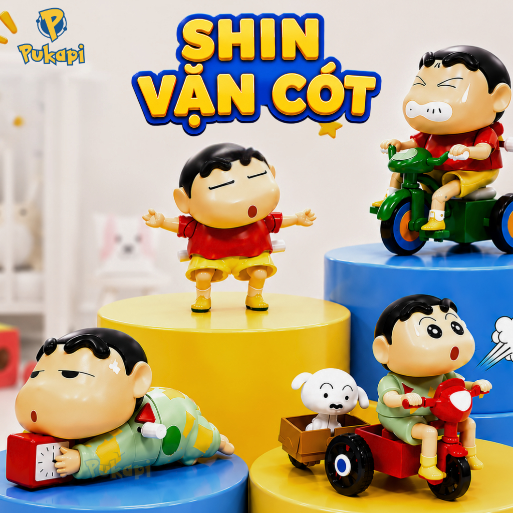 Đồ Chơi Shin Cậu Bé Bút Chì Bò Vặn Dây Cót Crayon Shinchan Đồ Chơi Bò Crayon Shin Chan Nằm Bò Đạp Xe Lắc Đầu -PUKAPI
